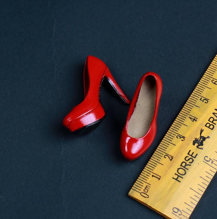 Fremego 1/6 Scale Female High-Heeled Shoes Leather Shoes Model Accessory for 12inch PH TBL JO Action Figure Body (Red) - Image 2